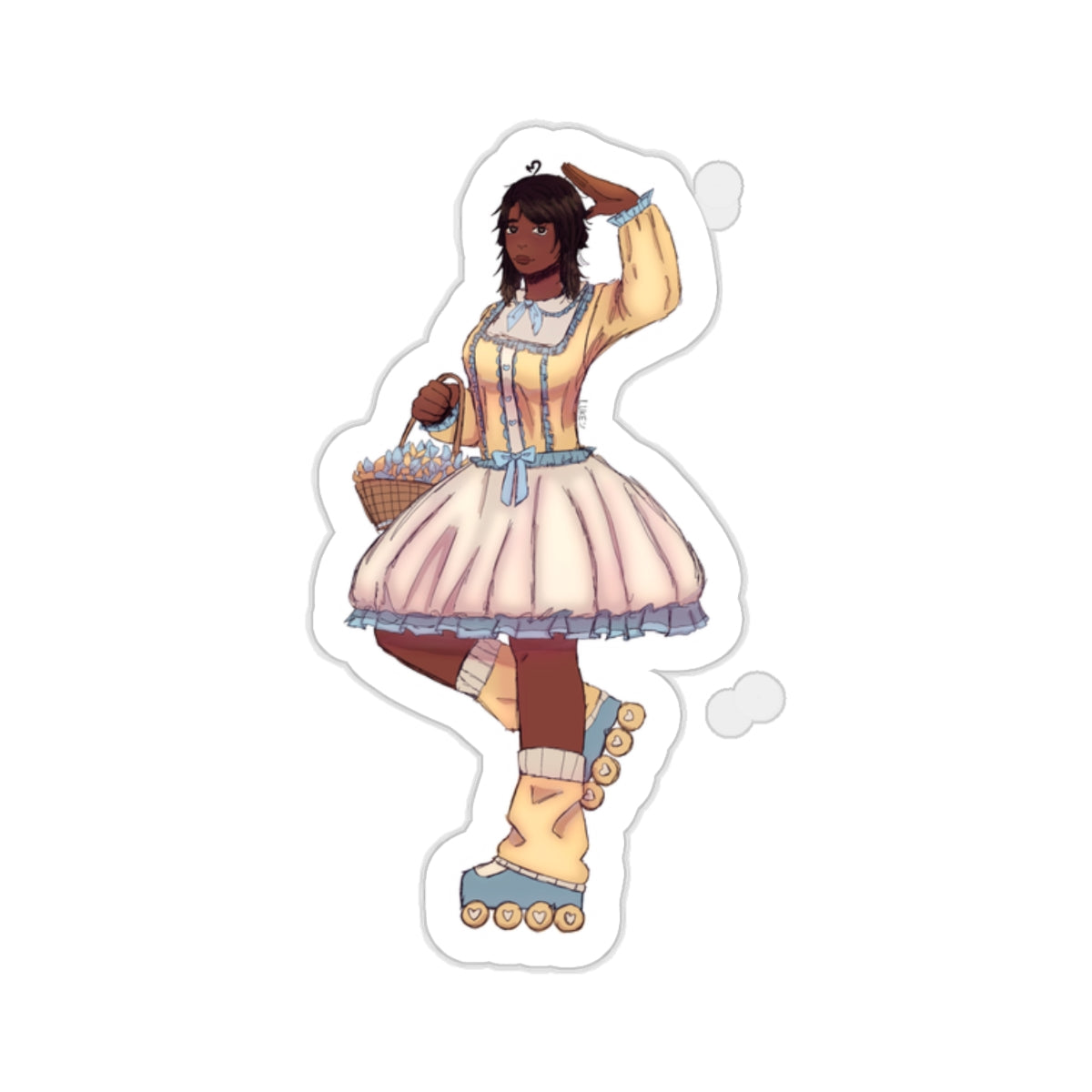 Cottagecore Roller skater Kiss-Cut Stickers