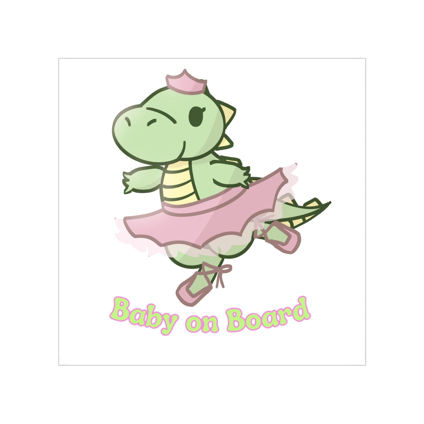 Baby On Board- Dino Princess. Car Sticker.
