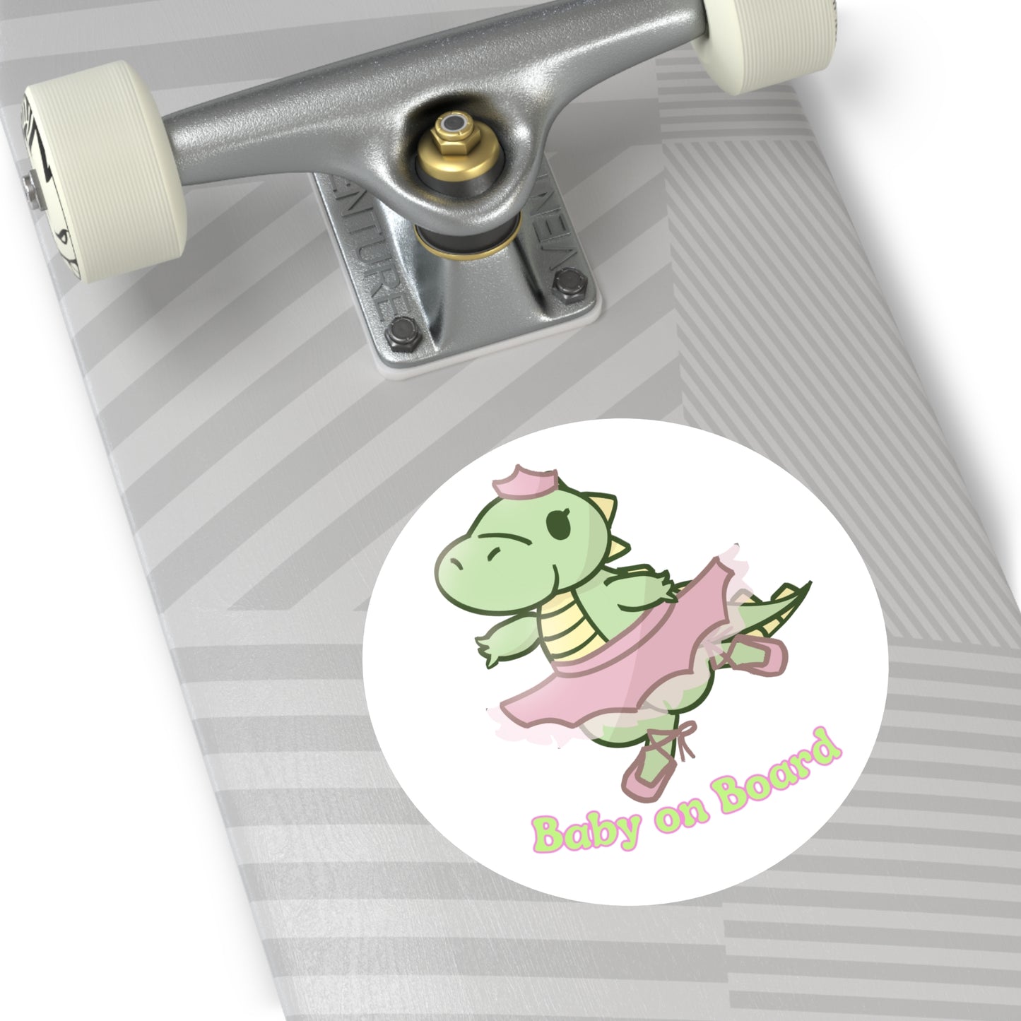 Dino Princess Baby on Board. Round Sticker, Indoor\Outdoor