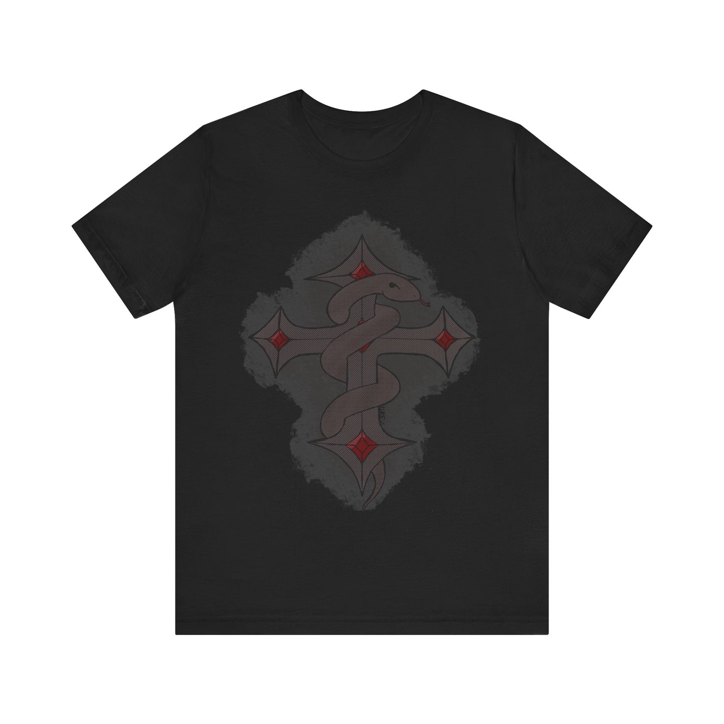 Snake on Dark Cross- Unisex Jersey Short Sleeve Tee