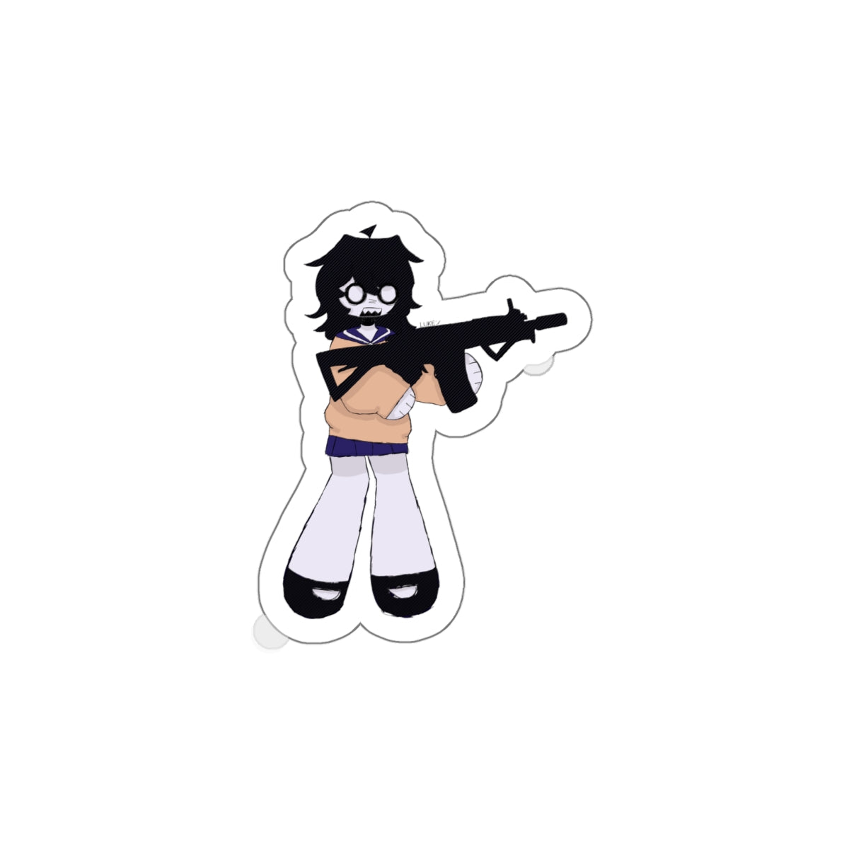 Girl with gun- Kiss Cut Sticker
