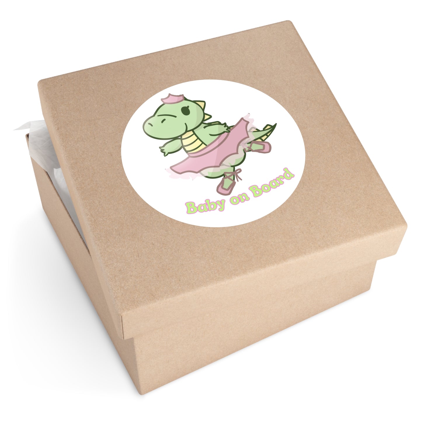 Dino Princess Baby on Board. Round Sticker, Indoor\Outdoor