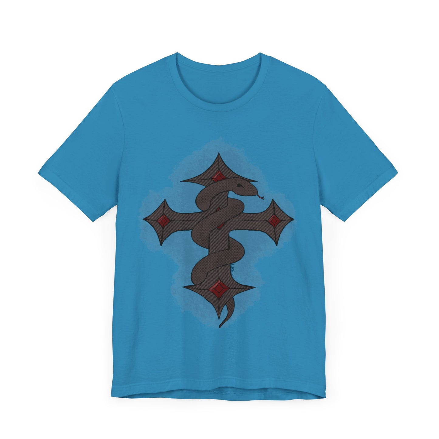 Snake on Dark Cross- Unisex Jersey Short Sleeve Tee