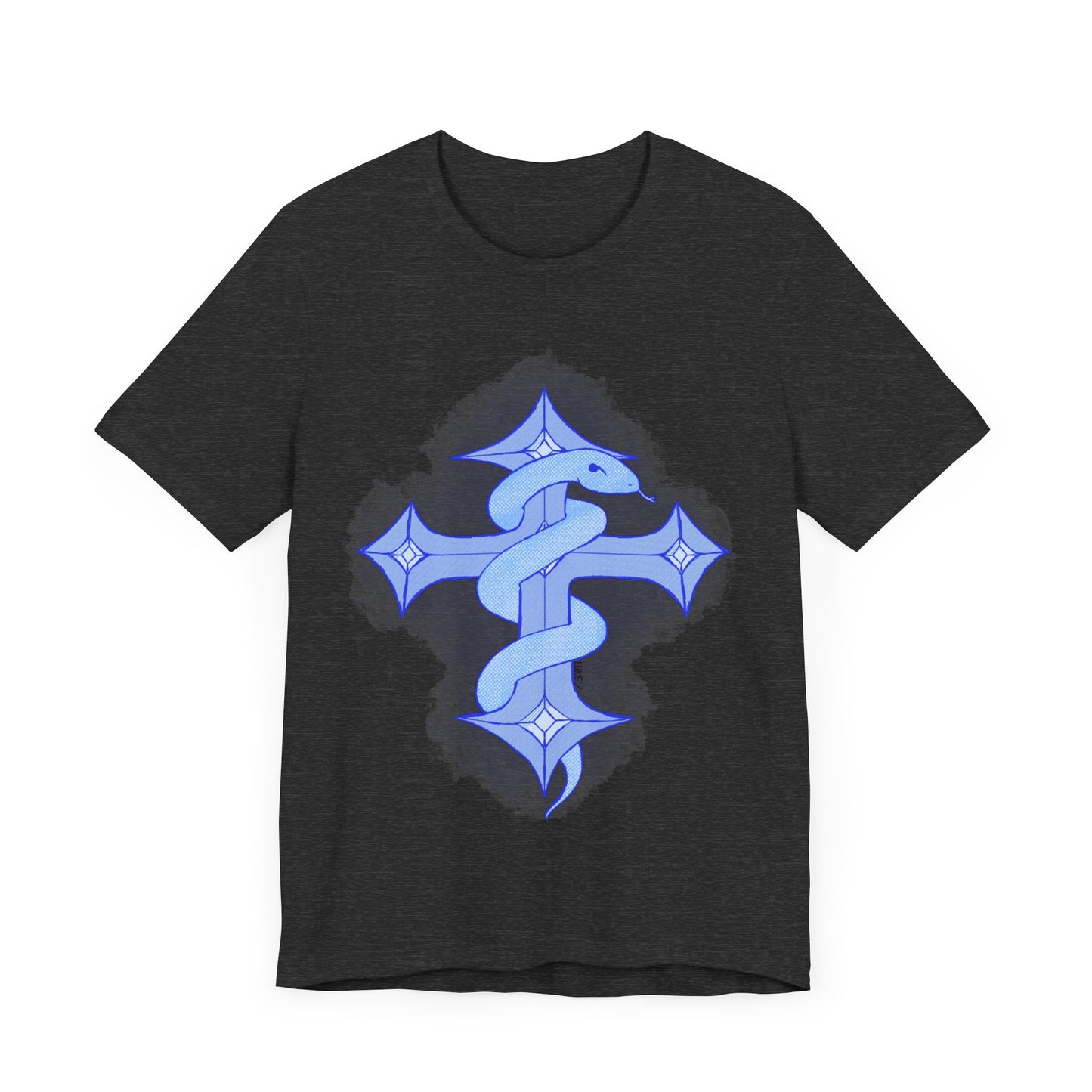 Snake on Cross-Light. Unisex Jersey Short Sleeve Tee