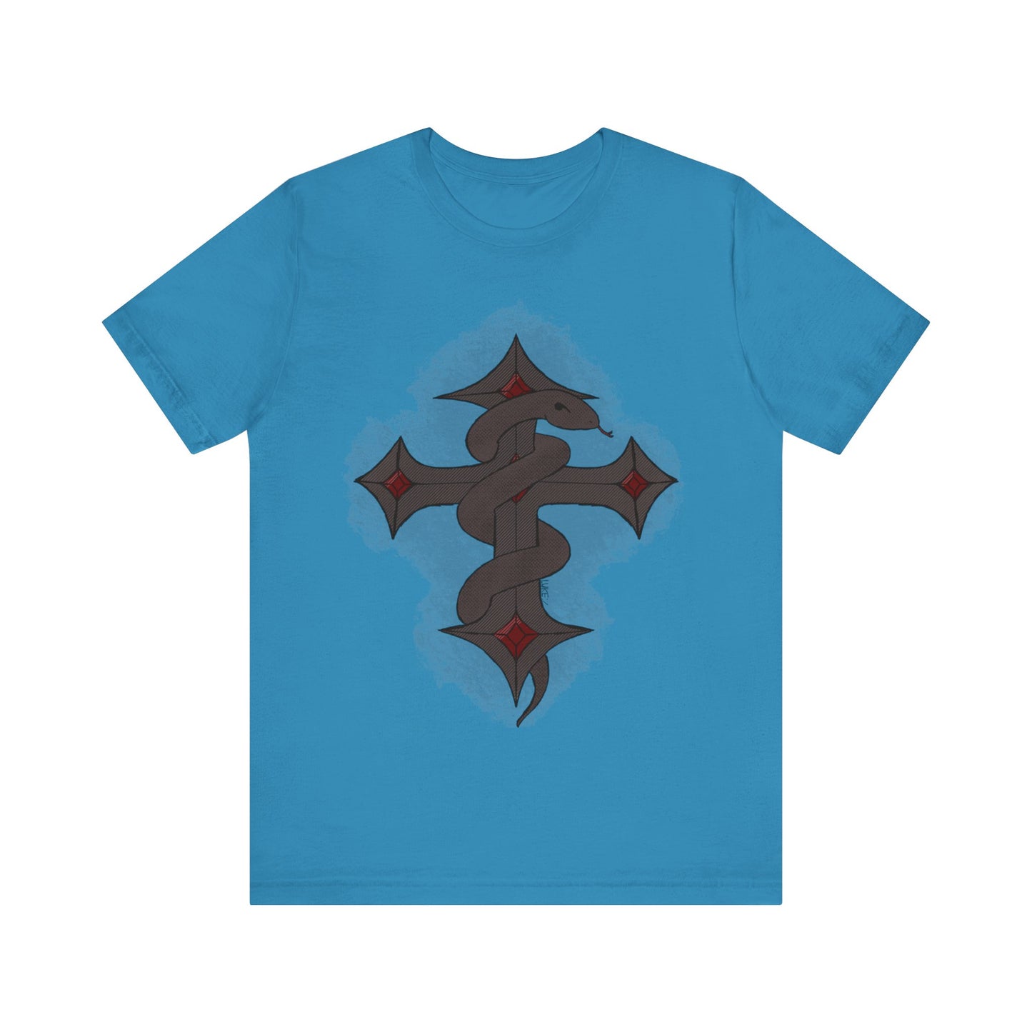 Snake on Dark Cross- Unisex Jersey Short Sleeve Tee