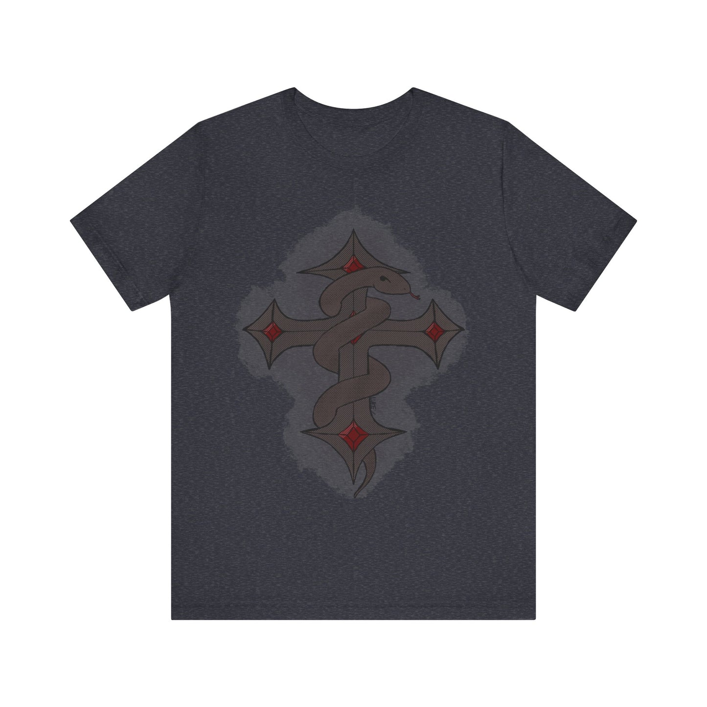 Snake on Dark Cross- Unisex Jersey Short Sleeve Tee