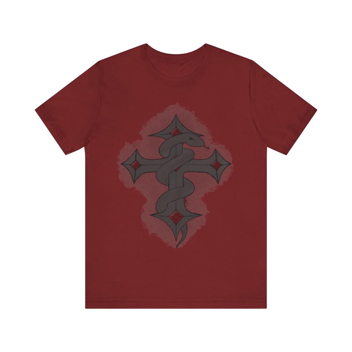 Snake on Dark Cross- Unisex Jersey Short Sleeve Tee