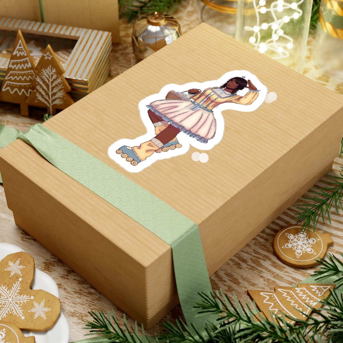 Cottagecore Roller skater Kiss-Cut Stickers