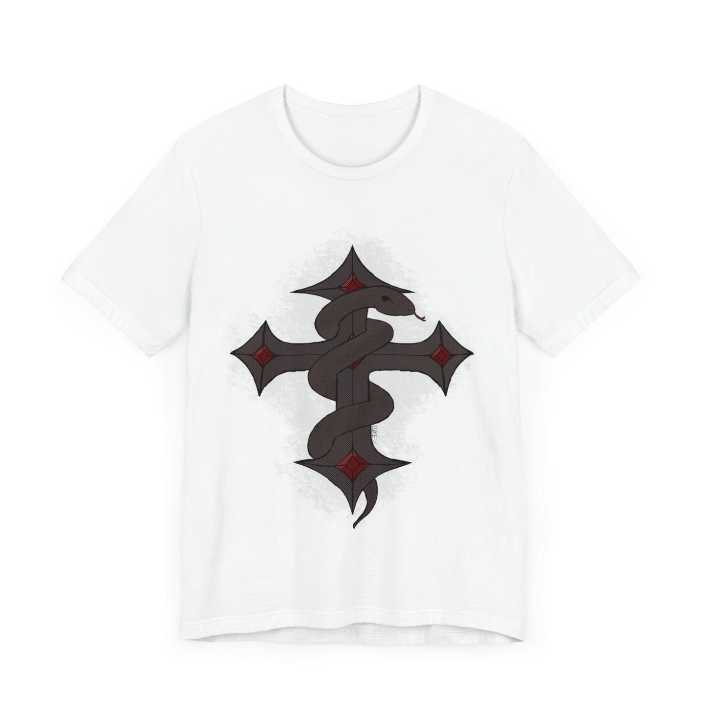 Snake on Dark Cross- Unisex Jersey Short Sleeve Tee