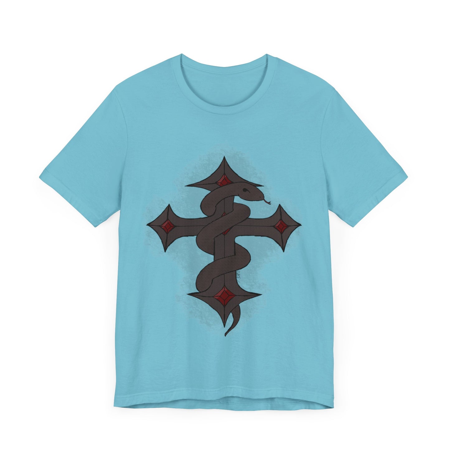 Snake on Dark Cross- Unisex Jersey Short Sleeve Tee