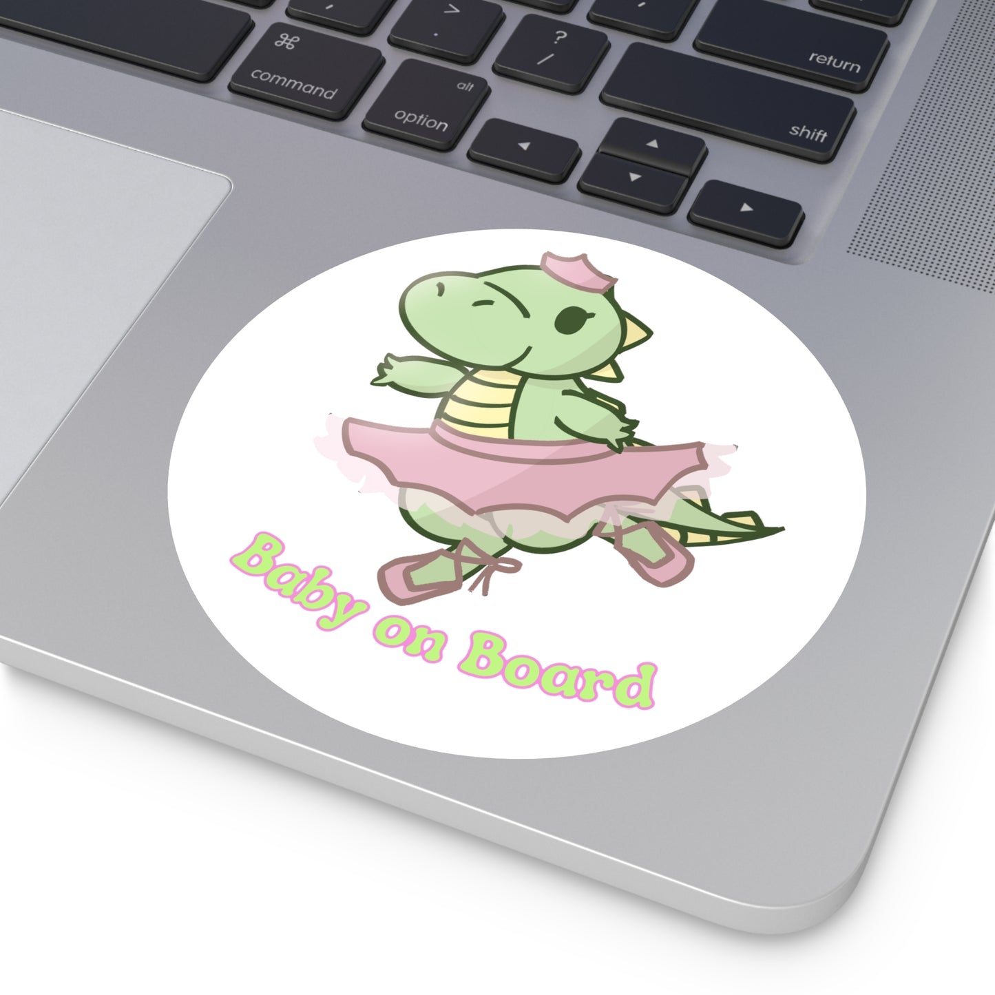 Dino Princess Baby on Board. Round Sticker, Indoor\Outdoor