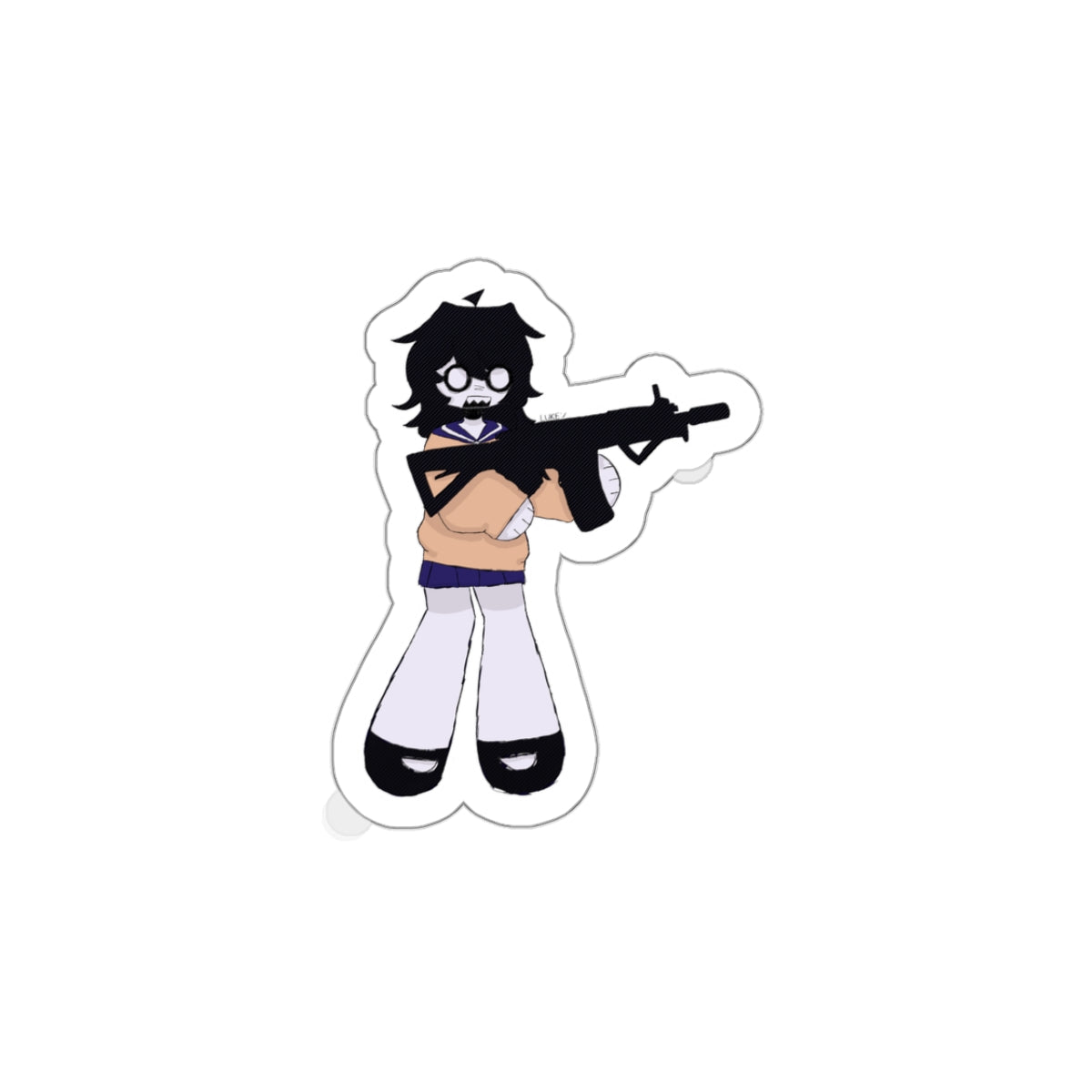 Girl with gun- Kiss Cut Sticker