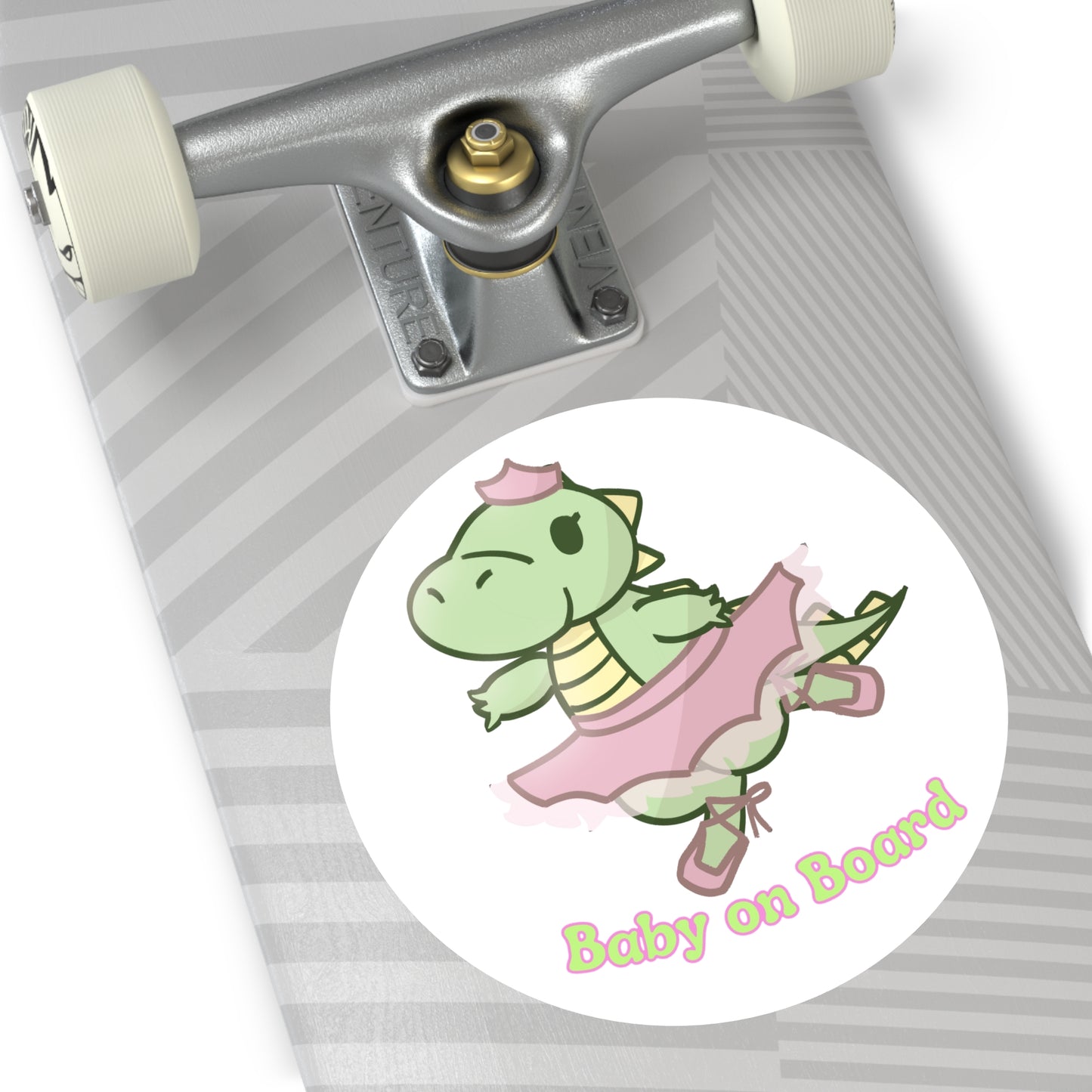 Dino Princess Baby on Board. Round Sticker, Indoor\Outdoor