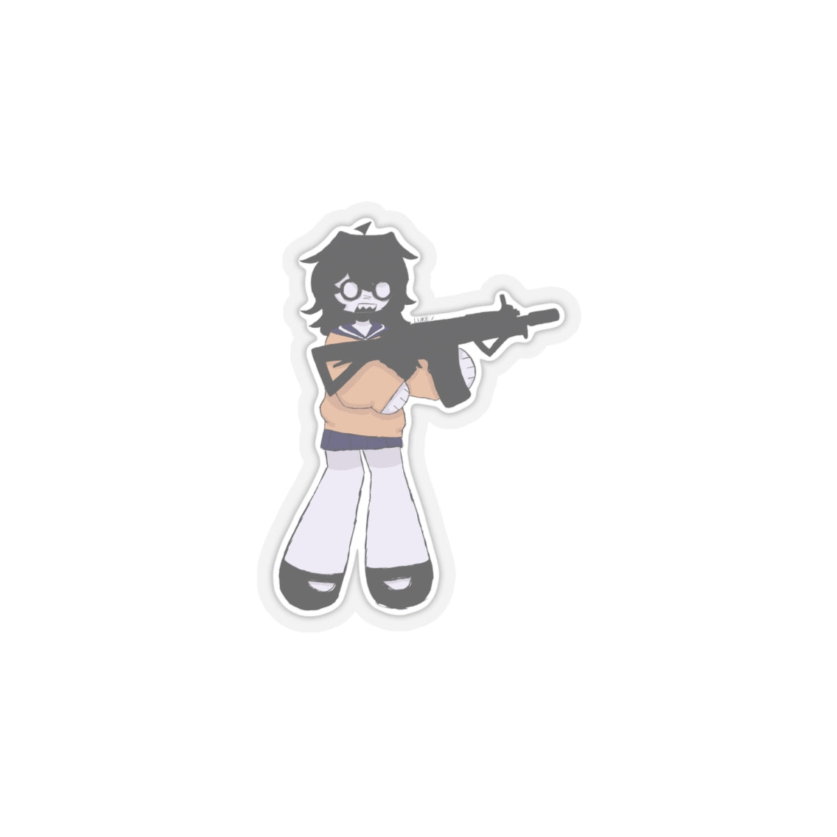 Girl with gun- Kiss Cut Sticker