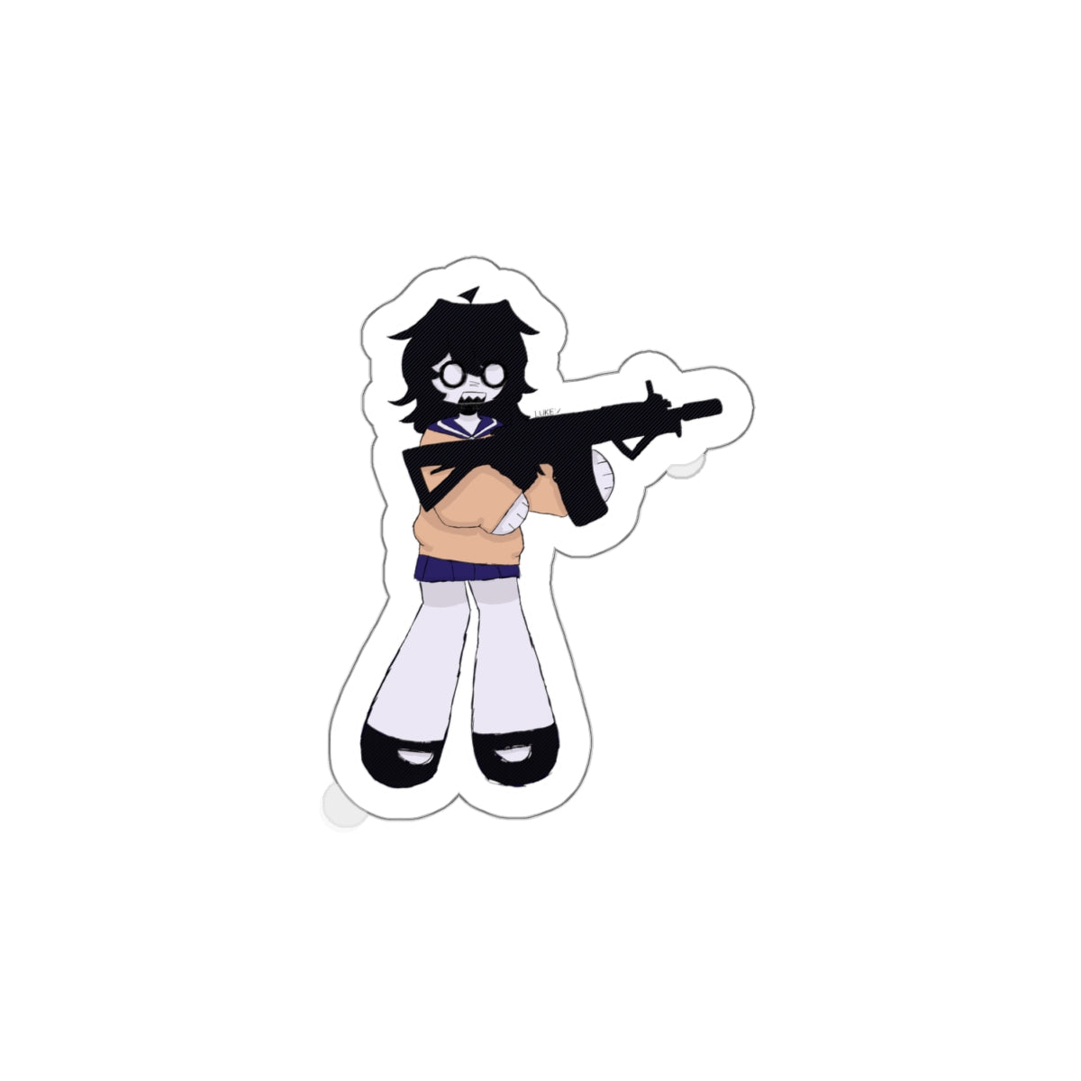 Girl with gun- Kiss Cut Sticker