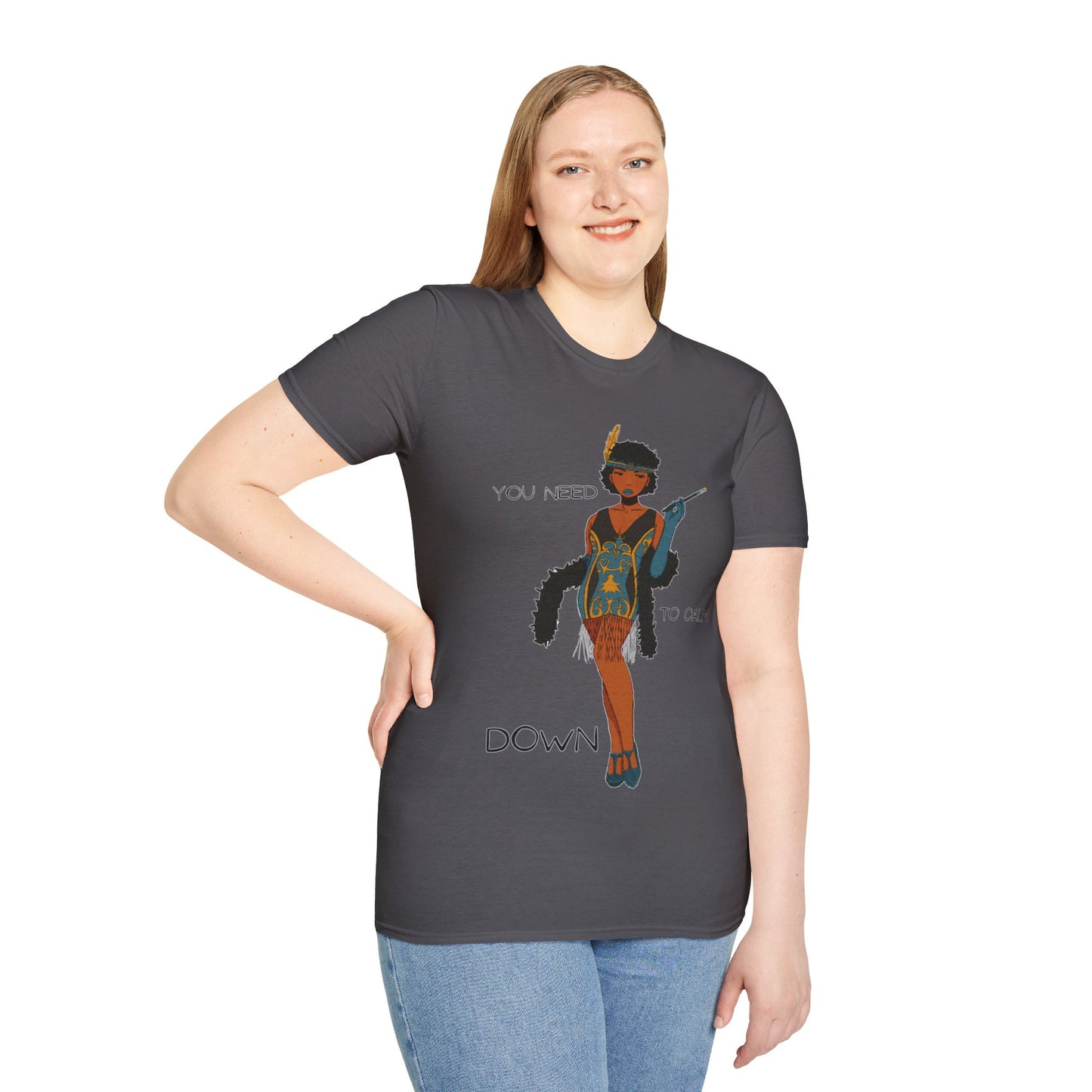 Art Deco Dancer- You need to calm down. Unisex Softstyle T-Shirt