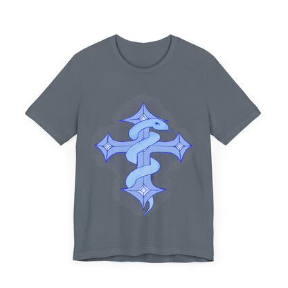 Snake on Cross-Light. Unisex Jersey Short Sleeve Tee