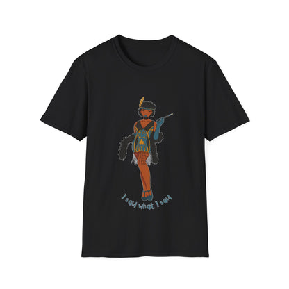 Art Deco Dancer -I said what I said. Unisex Softstyle T-Shirt