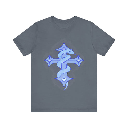 Snake on Cross-Light. Unisex Jersey Short Sleeve Tee