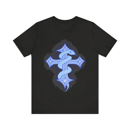 Snake on Cross-Light. Unisex Jersey Short Sleeve Tee