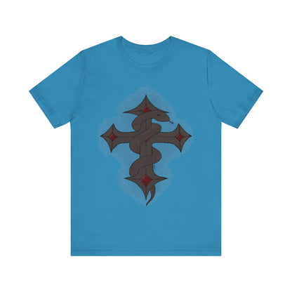 Snake on Dark Cross- Unisex Jersey Short Sleeve Tee