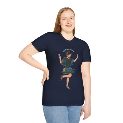 Art Deco Dancer- I just want to dance. Unisex Softstyle T-Shirt