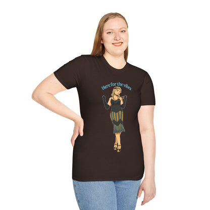 Art Deco Dancer- Here for the Vibes. Unisex Softstyle T-Shirt