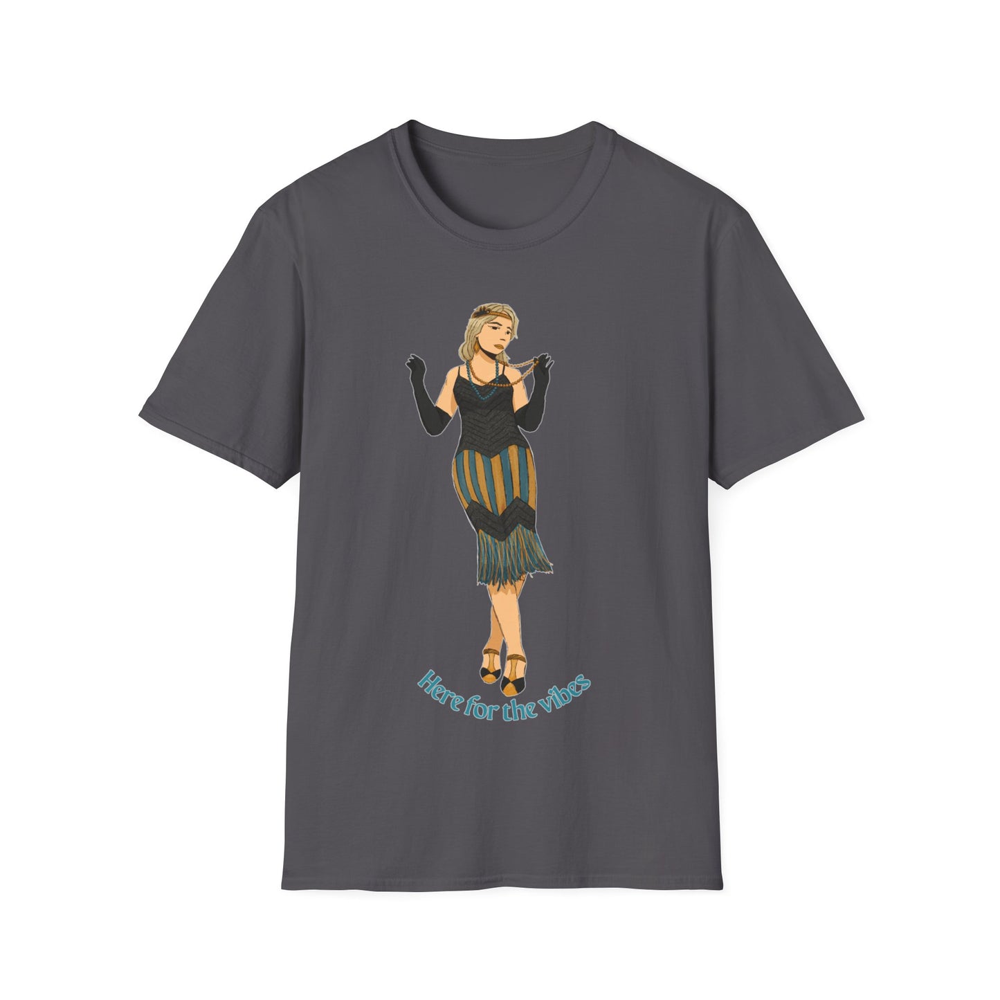 Art Deco Dancer -Here for the Vibes. Unisex Softstyle T-Shirt