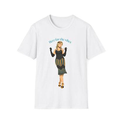 Art Deco Dancer- Here for the Vibes. Unisex Softstyle T-Shirt