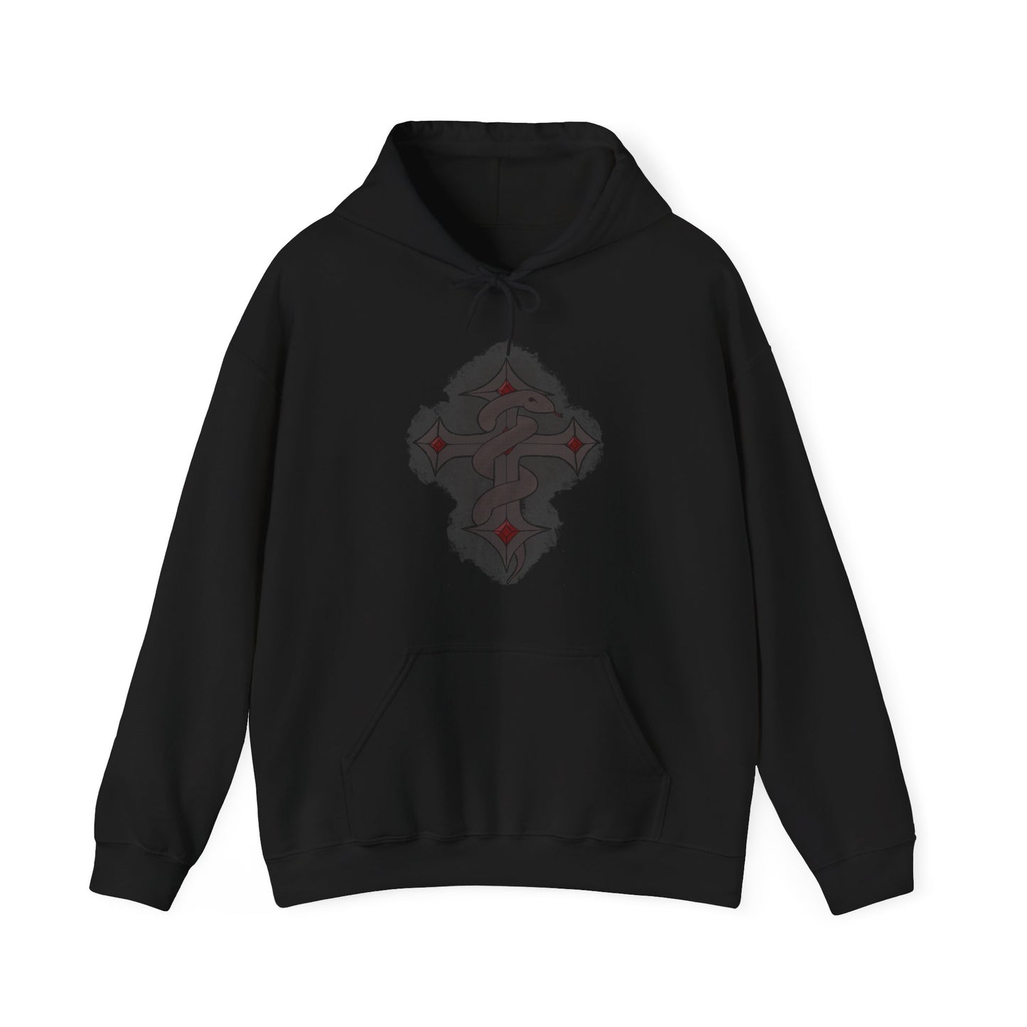 Dark snake on cross- Unisex Heavy Blend™ Hooded Sweatshirt