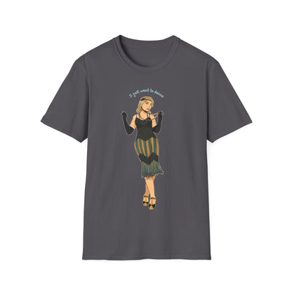 Art Deco Dancer- I just want to Dance. Unisex Softstyle T-Shirt