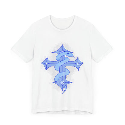 Snake on Cross-Light. Unisex Jersey Short Sleeve Tee