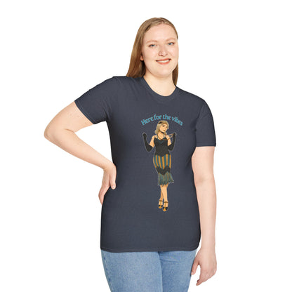 Art Deco Dancer- Here for the Vibes. Unisex Softstyle T-Shirt