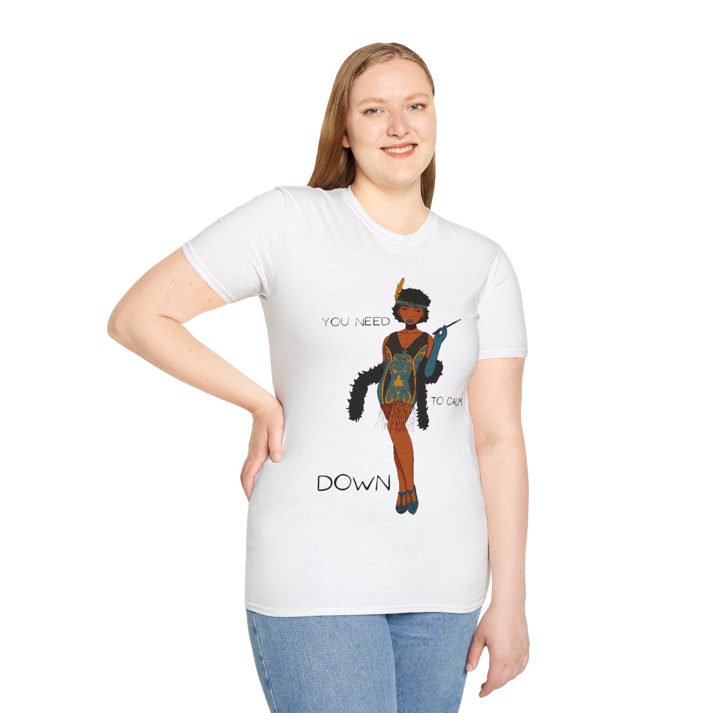 Art Deco Dancer- You need to calm down. Unisex Softstyle T-Shirt