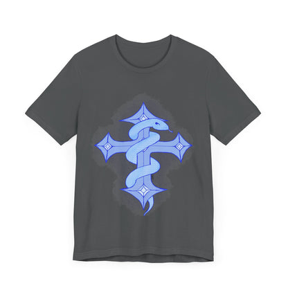 Snake on Cross-Light. Unisex Jersey Short Sleeve Tee
