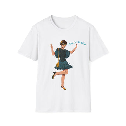 Art Deco Dancer -Here for the Vibes. Unisex Softstyle T-Shirt