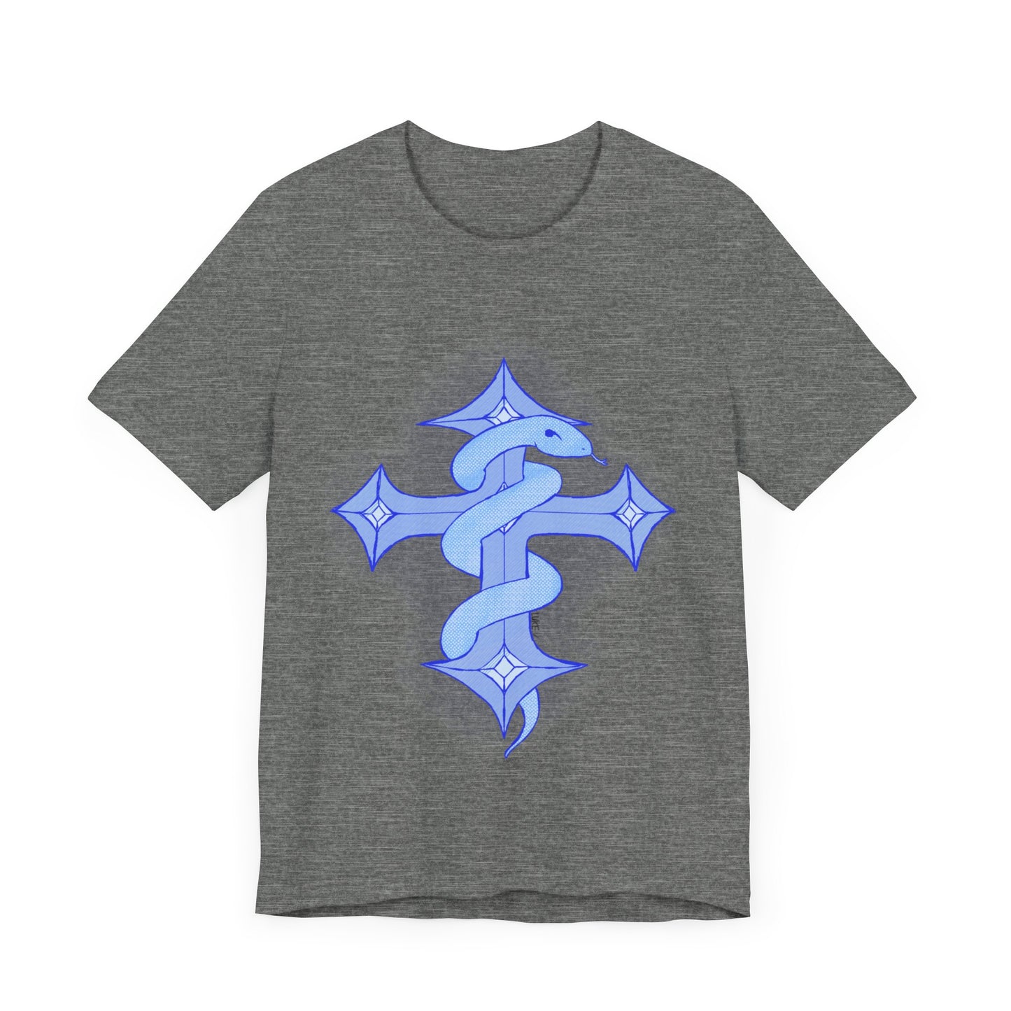 Snake on Cross-Light. Unisex Jersey Short Sleeve Tee