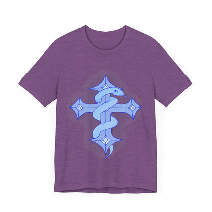 Snake on Cross-Light. Unisex Jersey Short Sleeve Tee