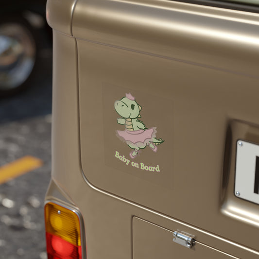 Baby On Board- Dino Princess. Car Sticker.