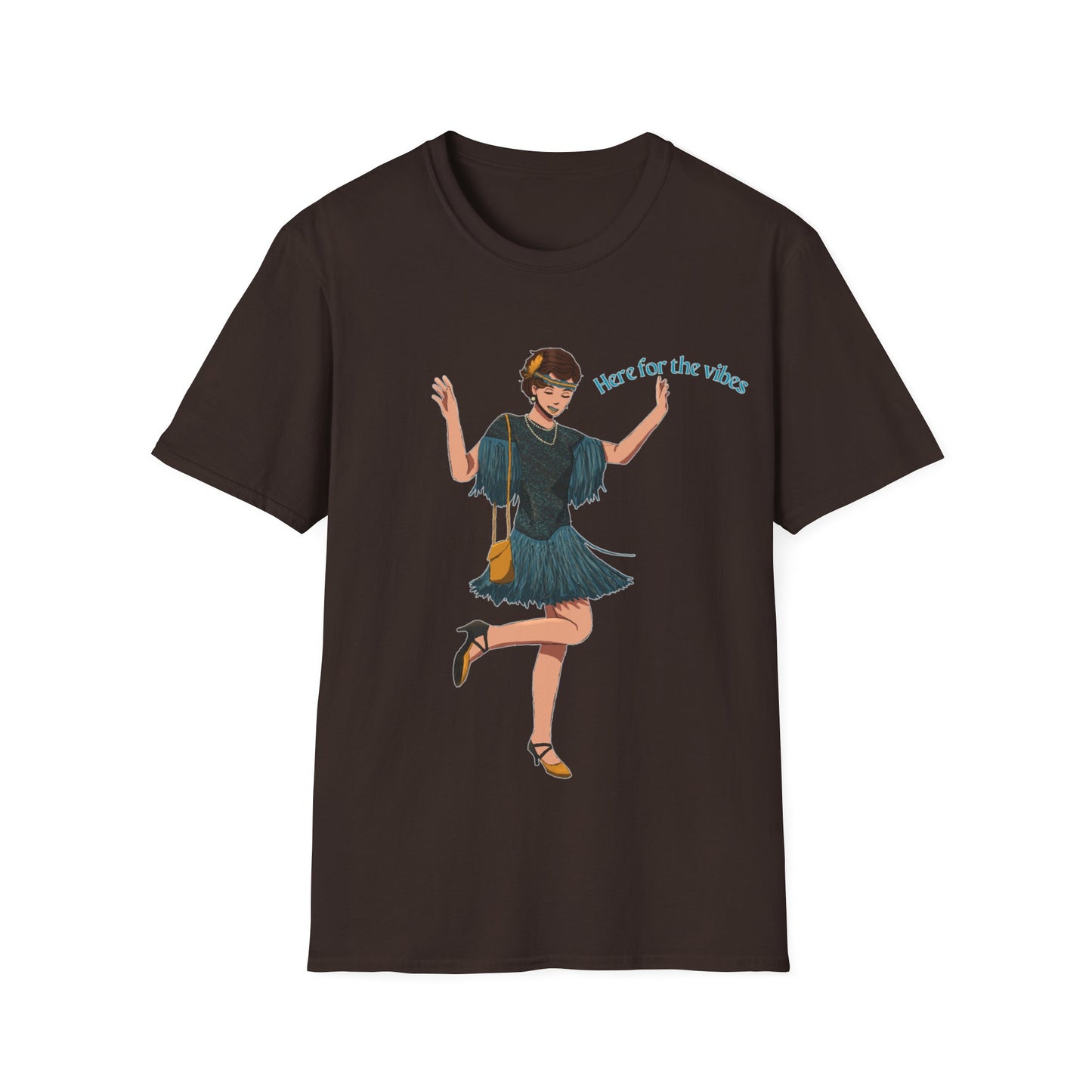 Art Deco Dancer -Here for the Vibes. Unisex Softstyle T-Shirt