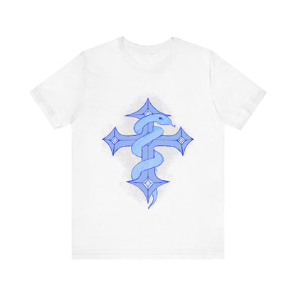 Snake on Cross-Light. Unisex Jersey Short Sleeve Tee