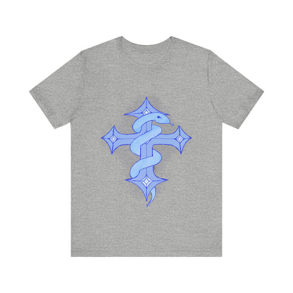 Snake on Cross-Light. Unisex Jersey Short Sleeve Tee