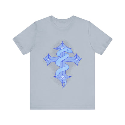 Snake on Cross-Light. Unisex Jersey Short Sleeve Tee