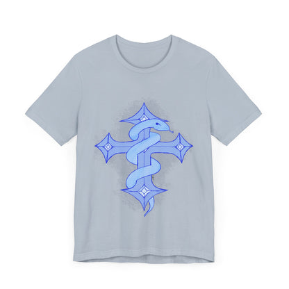 Snake on Cross-Light. Unisex Jersey Short Sleeve Tee